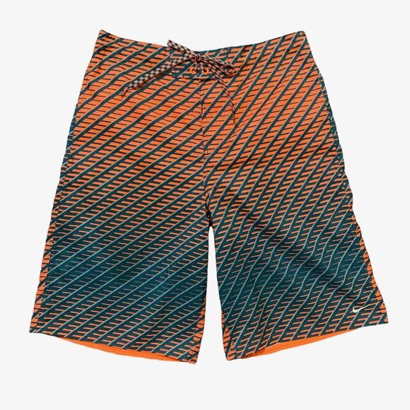Nike Swim Shorts Mens M Medium Orange Teal Breaker Surf Beach Brief Lined - Picture 1 of 12